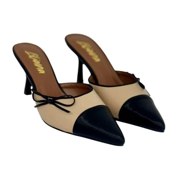 LILIANA / Mindi-1 / Beige & Black / Slingback / Pointed-Toe - Picture 4 of 10